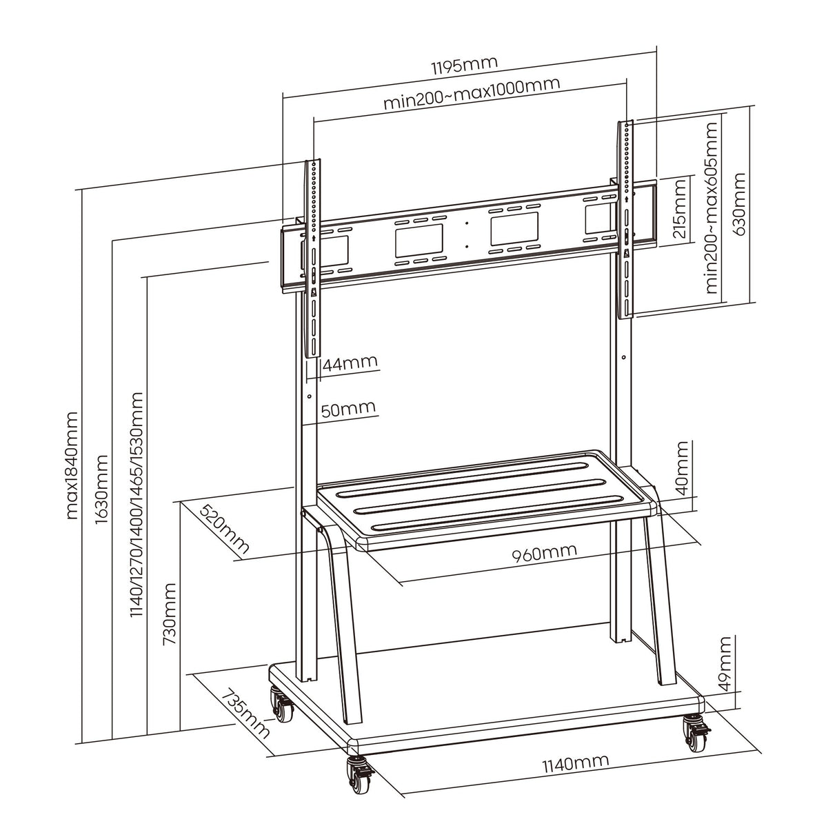 EAN 8052101433623 - Ewent EW1541 soporte para pantalla de señalización 3,05 m (120") Negro imagen 3