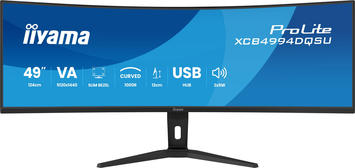 Iiyama Prolite Xcb4994dqsu-B1 124 Cm 49 Pulgadas), Negro (Mate), Dqhd, Va, Curved, Hdmi, Dp, Usb-C, Usb-Hub, 120hz Panel) Xcb4994dqsu-B1