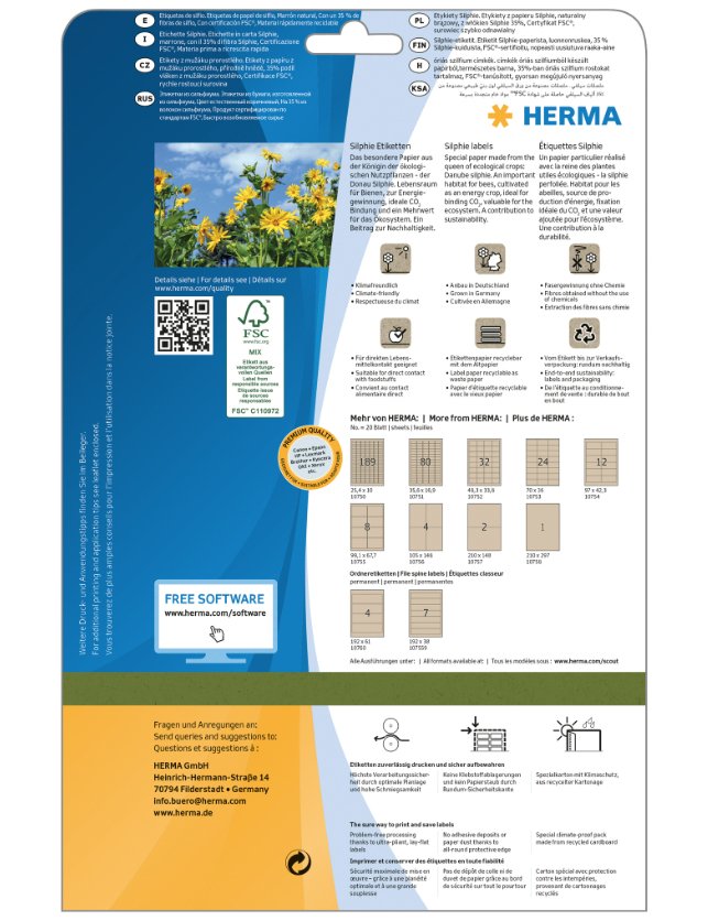 EAN 4008705107518 - HERMA 10751 etiqueta autoadhesiva Rectángulo Permanente Marrón 16000 pieza(s) imagen 2