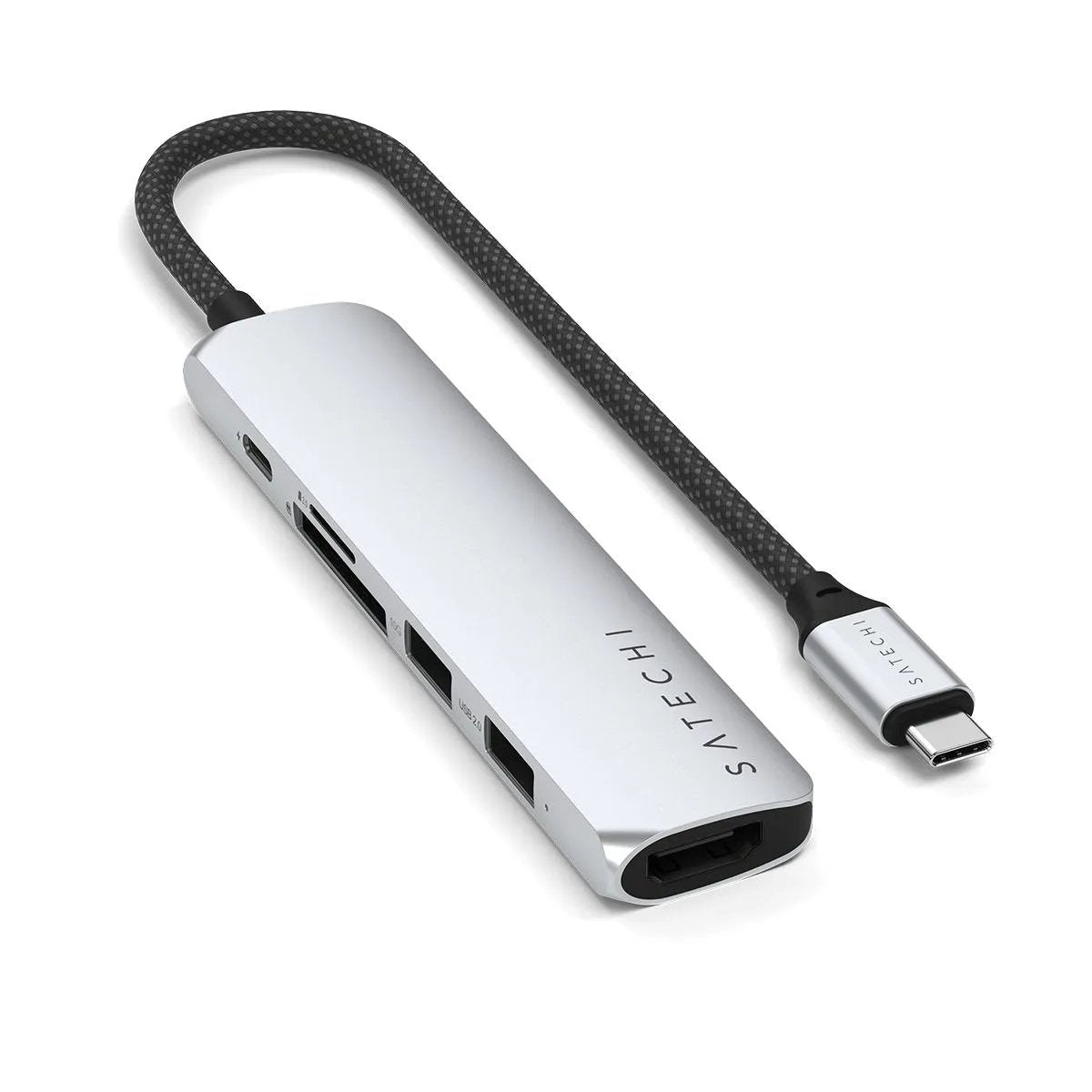 Satechi 6-W-1 Usb-C Slim Multiport Usb-C (Usb-C, 2x Usb-A, 4k Hdmi, Czytnik Kart Micro/Sd) (Srebrny)