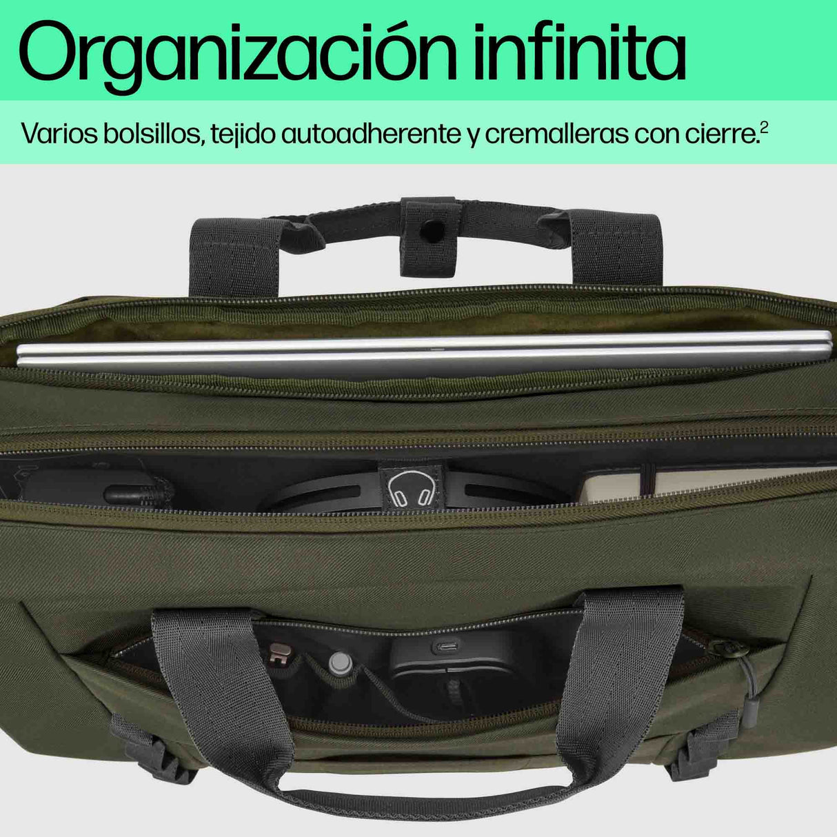 EAN 0197961660449 - HP 15.6 Modular Laptop Bag 39,6 cm (15.6") Bandolera Verde, Gris imagen 7