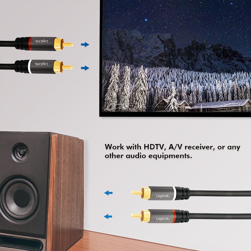 Logilink Cable De Audio 2x Rca -> 2x Rca  M/M 3m Negro