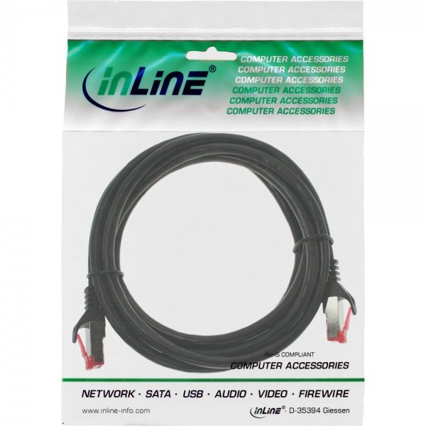 Cable De Red Inline S/Ftp Pimf Cat.6 250mhz Pvc Cobre Negro 0.3m