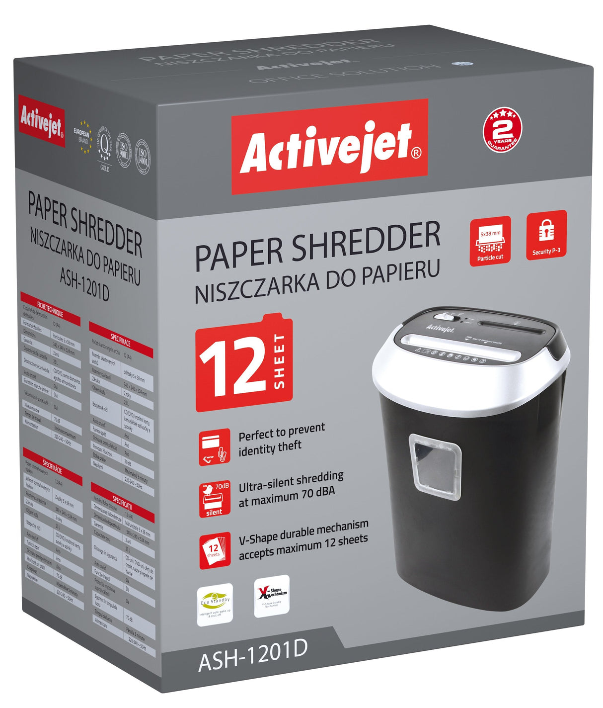 Destructora De Documentos Activejet Ash-1201d