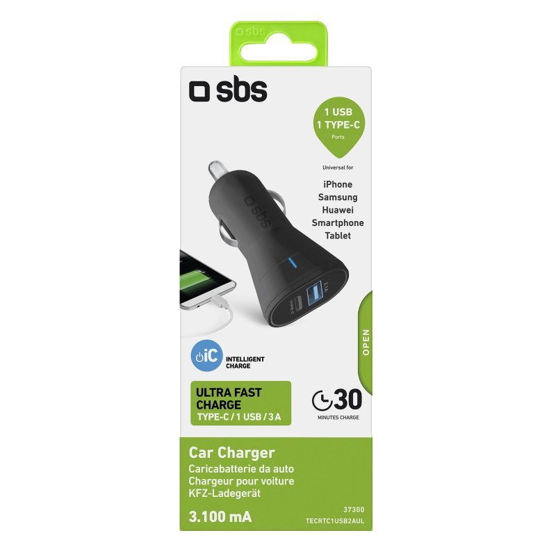 Sbs Kfz-LadegerT 10w Usb-C 3a/Usb-A 2,1a Schwarz
