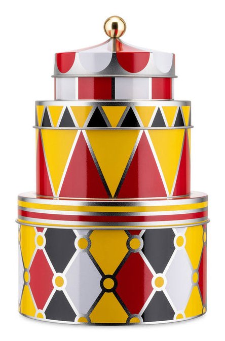 Alessi Mw31s3 Stapelbare Aufbewahrungsbox Aus Blancoblech Con Dekor, 3 Tlg