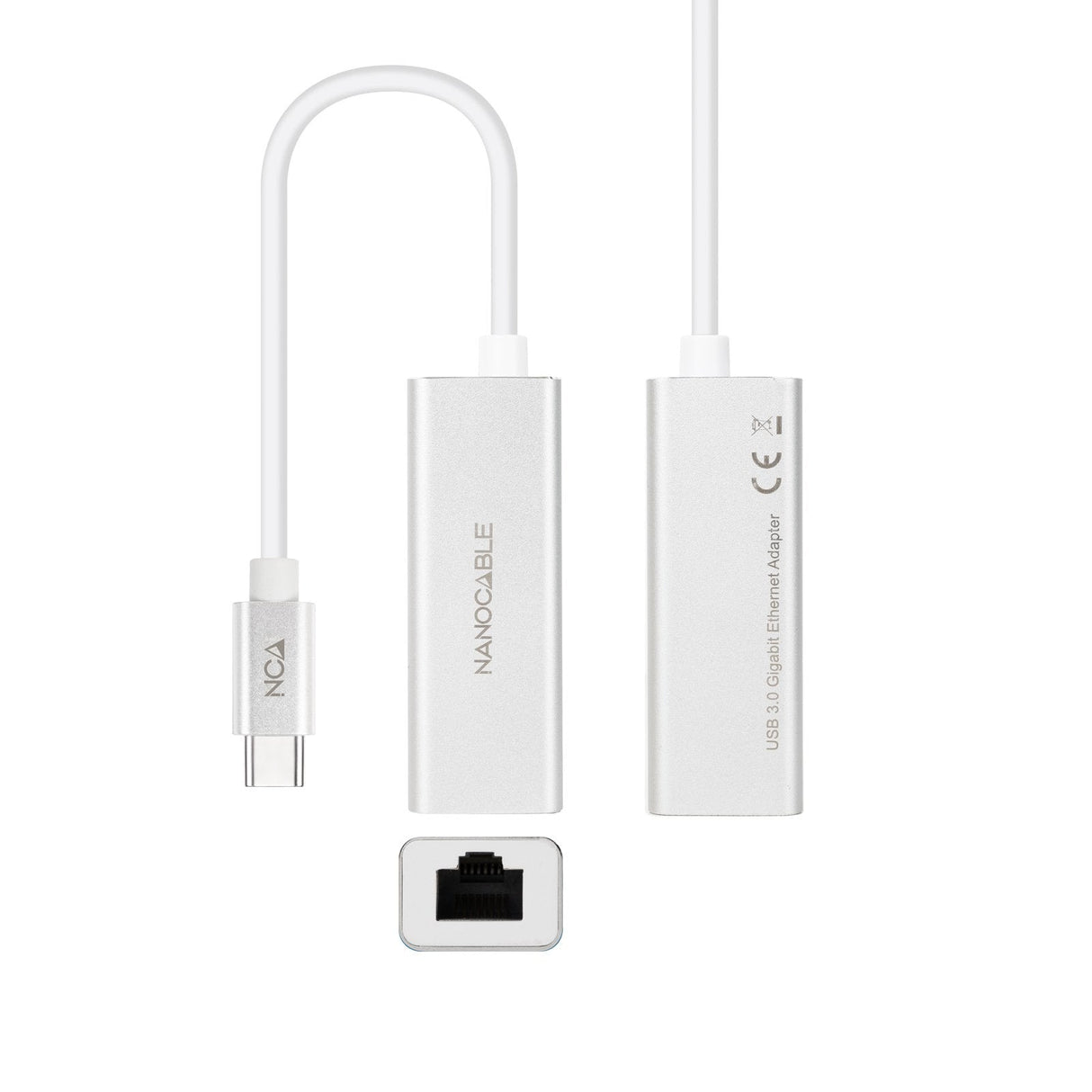 Nanocable Conversor Usb-C A Ethernet Gigabit 10/100/1000 Mbps - 15 Cm - Aluminio