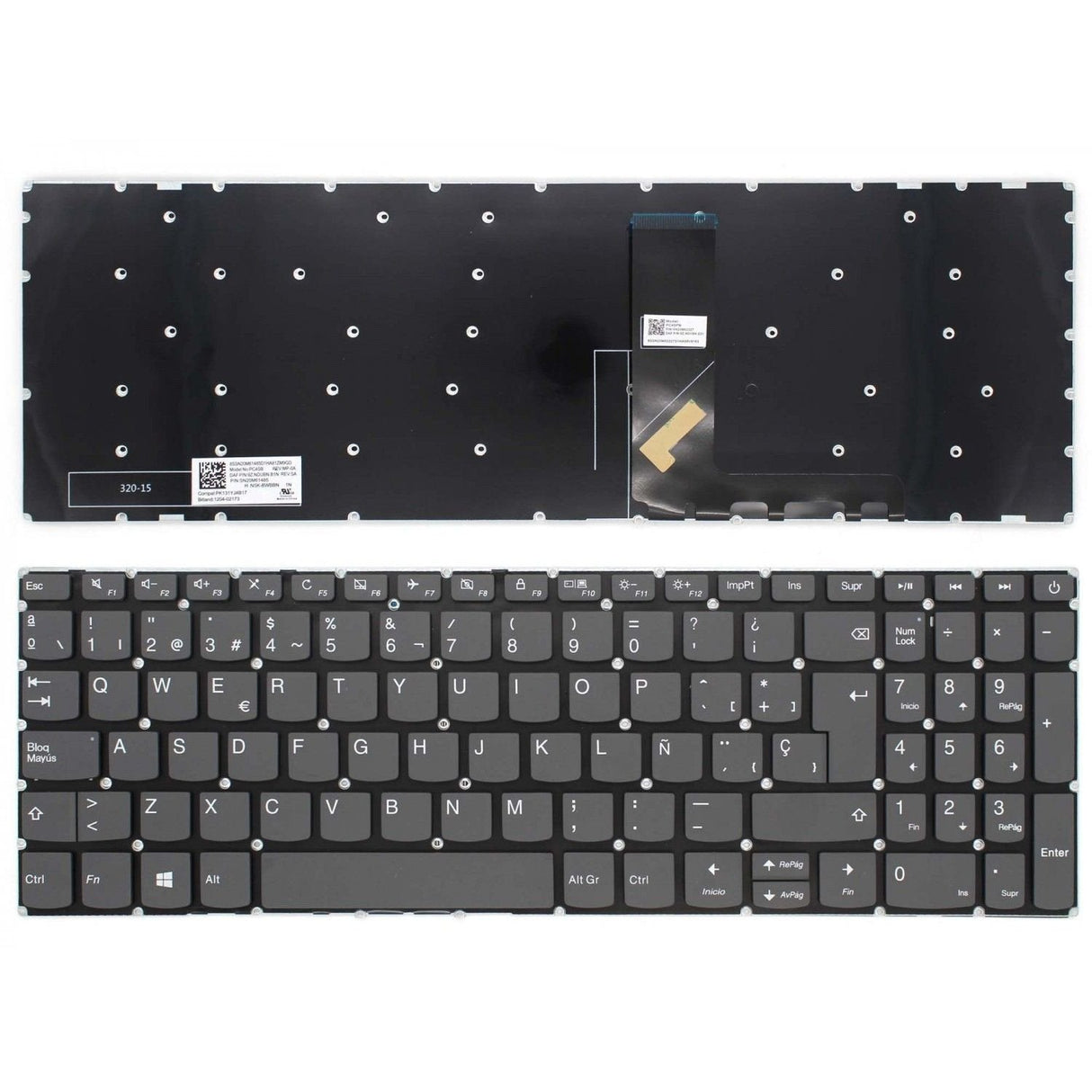 Teclado Para Portátil Lenovo Ideapad 320-15abr 320-15iap 320-15ast 320-15ikb Gris Win8 Sin Marco