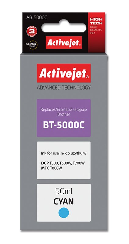 Activejet Tinta Ab-5000c (Reemplazo De Brother Bt-5000c Supreme 50 Ml Azul)