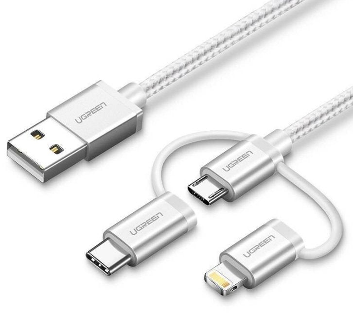 Cable Ugreen 50203 Usb 1,5 M Usb 2.0 Usb A Usb C/Micro-Usb B/Lightning Blanco
