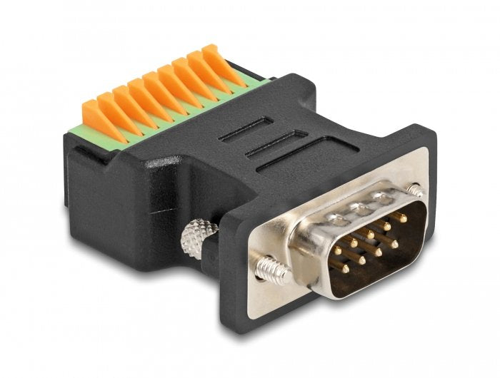 Conector Delock D-Sub De 9 Pines > Adaptador De Bloque De Terminales Con Pulsador Negro 66558