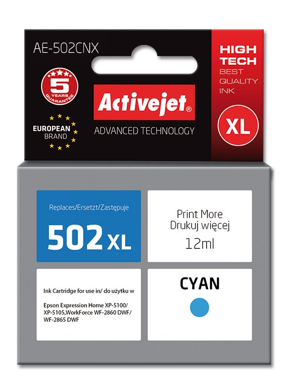 EAN 5901443111429 - Activejet AE-502CNX cartucho de tinta 1 pieza(s) Compatible Alto rendimiento (XL) Cian imagen 1