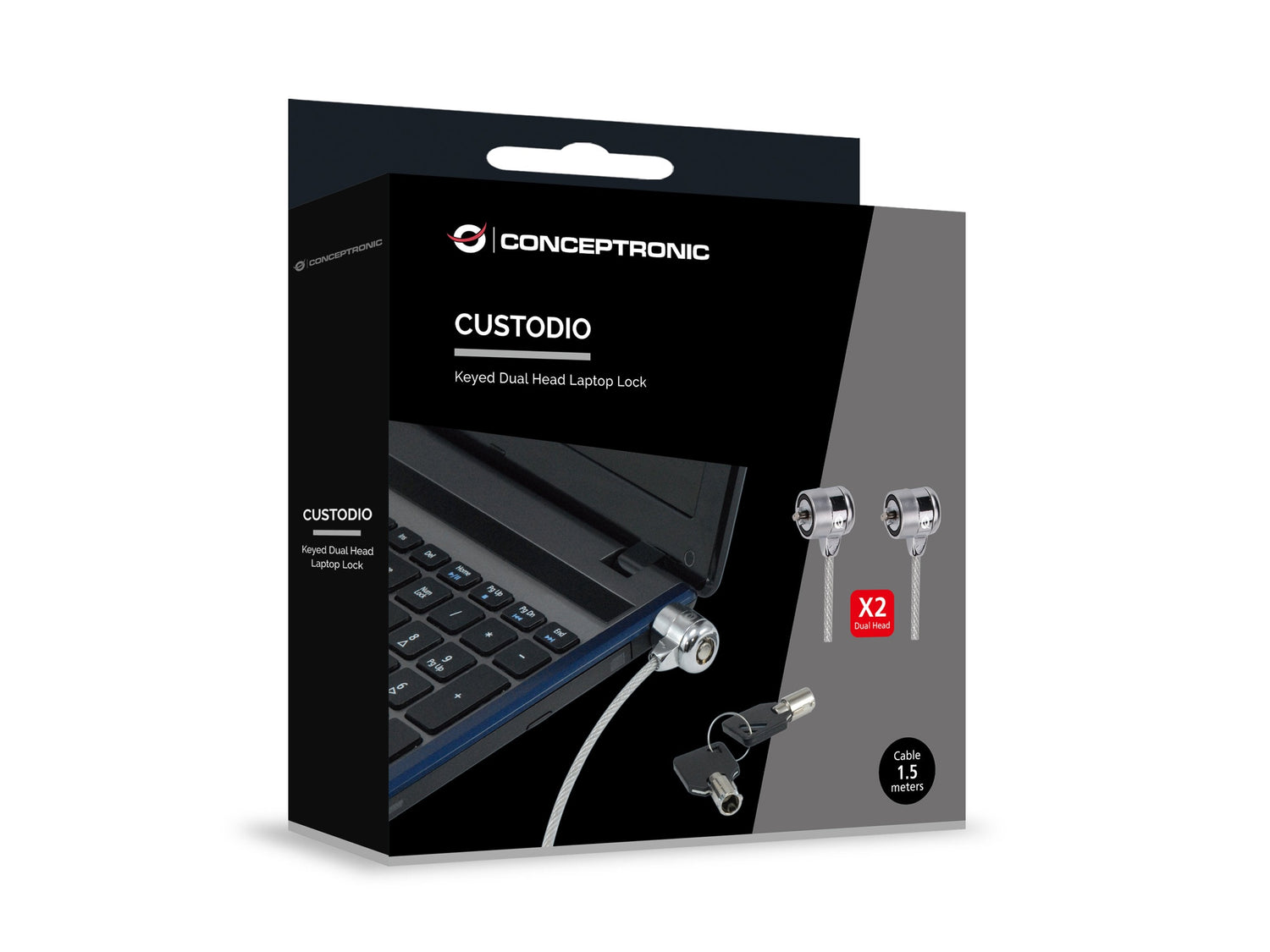 Conceptronic Nbt Cerradura Con Doble Llave Para Notebook Laptop 1,5m