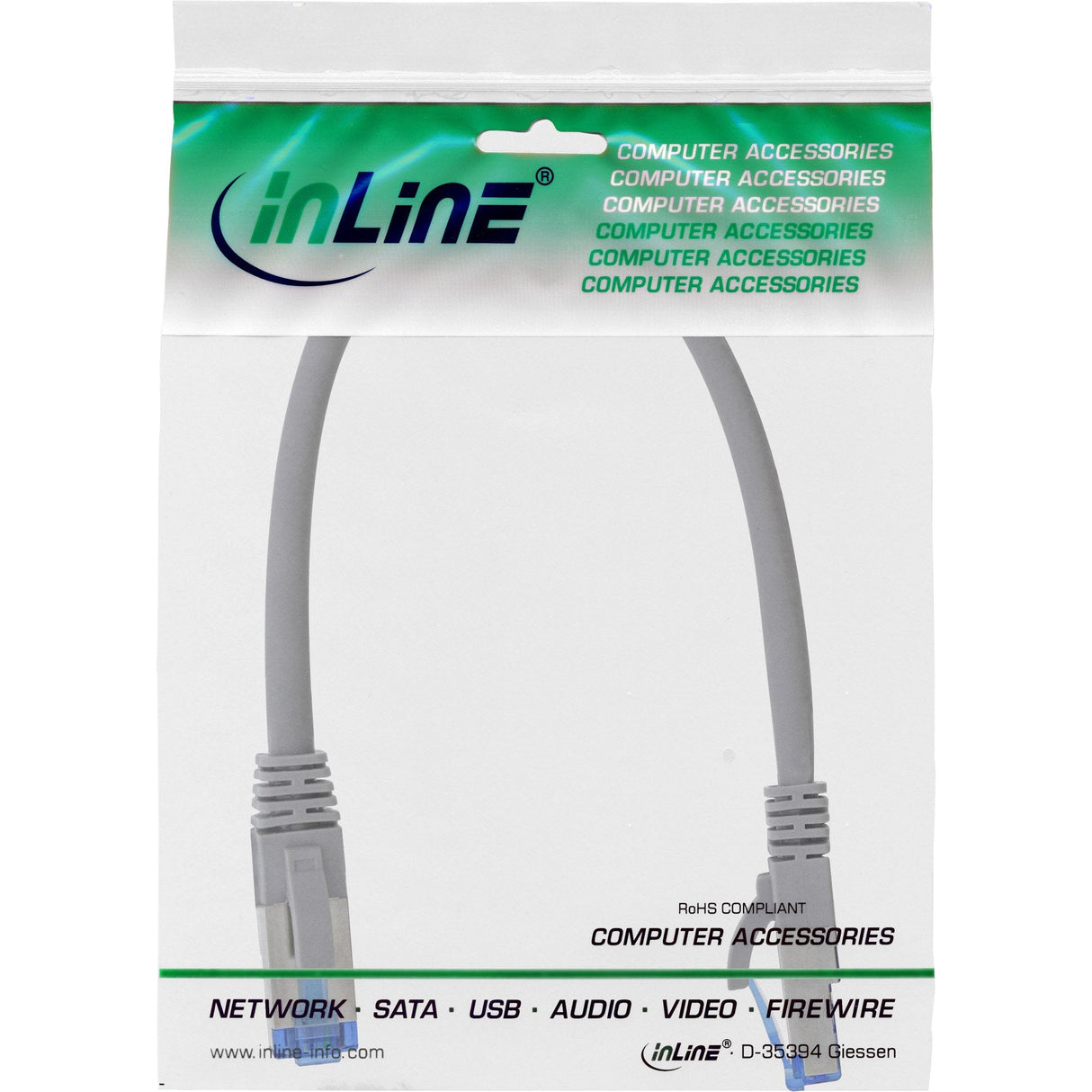 Cable De Red Inline S/Ftp Pimf Cat.6a Libre De Halógenos 500mhz Gris 0.3m