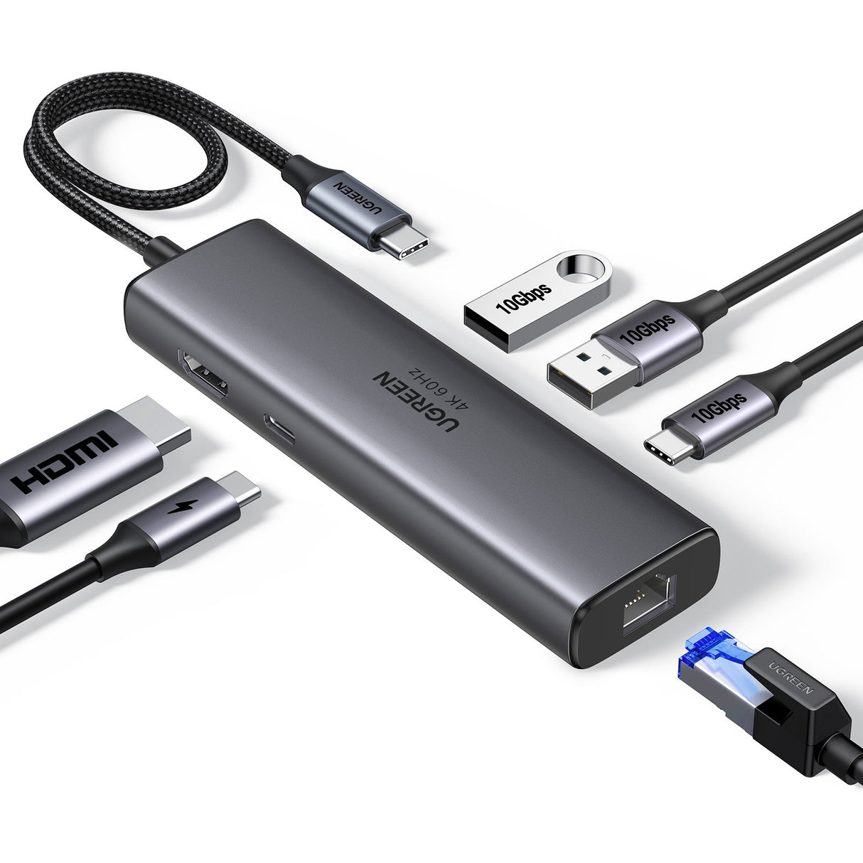 EAN 6941876240005 - Ugreen REVODOK 6-IN-1 4K@60HZ HDMI ETH DOCK Acoplamiento Base Gris imagen 1