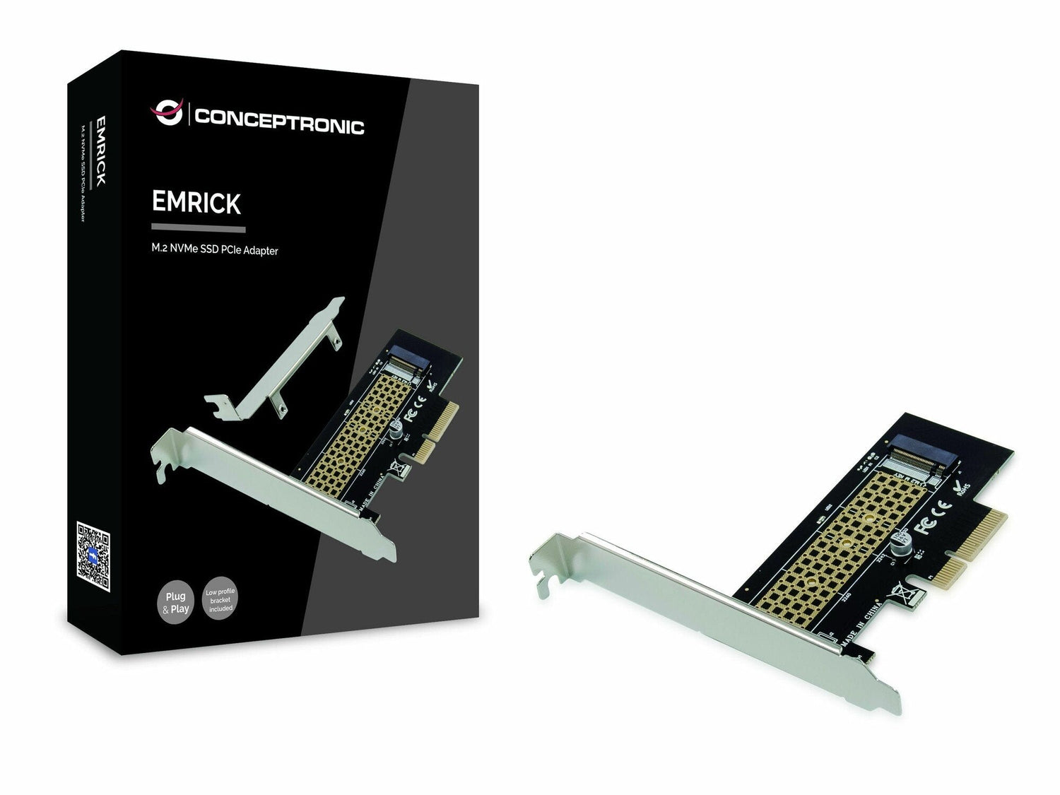 Conceptronic Pci Express Card 4  M.2 Nvme Ssd Emrick Schwarz