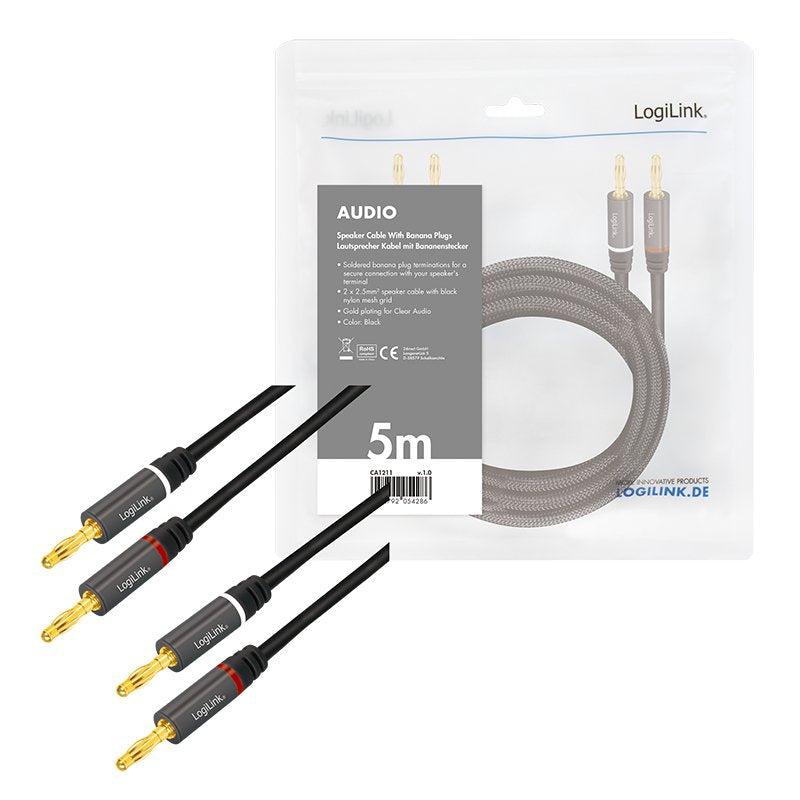 Logilink Lautsprechercable, 2x2.50 Mm2 + Bananenmecker 5m