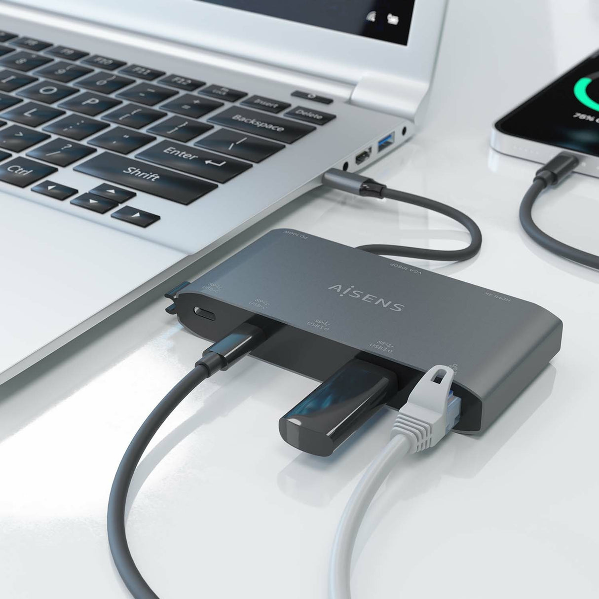 EAN 8436574709407 - AISENS ASUC-8P010-GR base para portátil y replicador de puertos Alámbrico USB 3.2 Gen 1 (3.1 Gen 1) Type- imagen 5