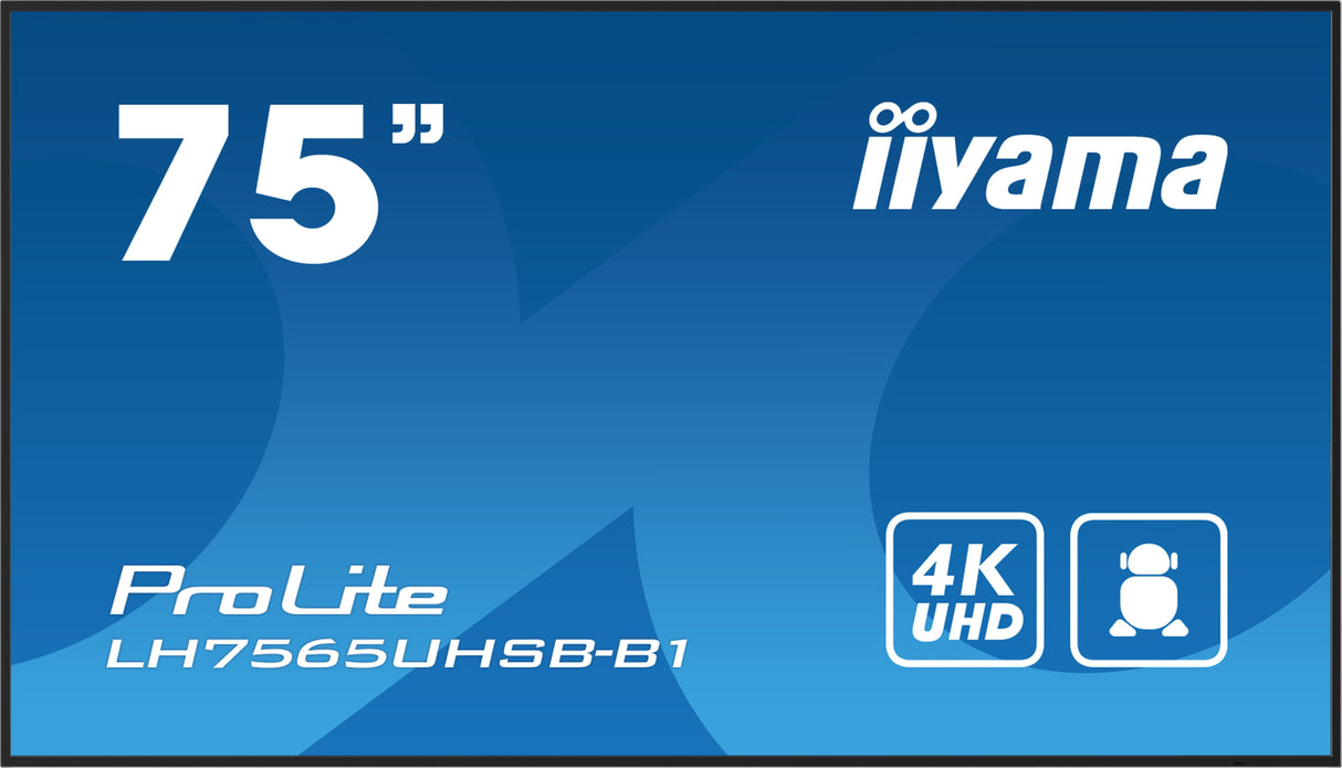 Iiyama Lh7565uhsb-B1 Pantalla De Señalización Diseño De Quiosco 189,2 Cm (74.5") Led Wifi 800 Cd / M² 4k Ultra Hd Negro Procesador Incorporado Android 11 24/7