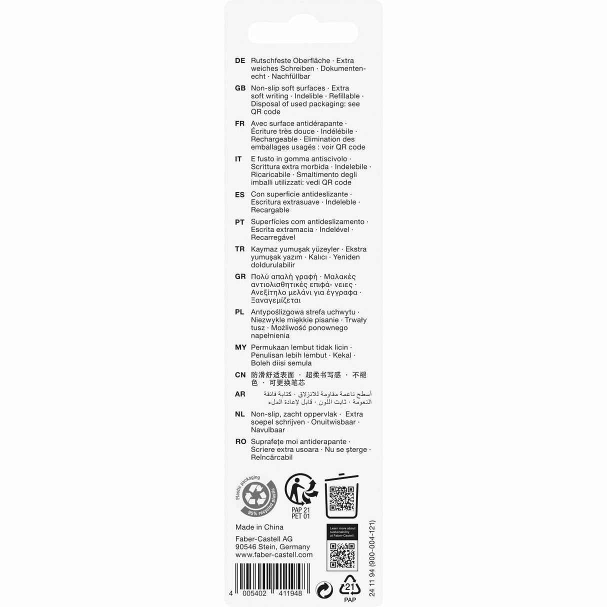 Bolígrafo Faber-Castell 241194 De Punta Retráctil Con Pulsador Extra-Grueso 1 Pieza(S)