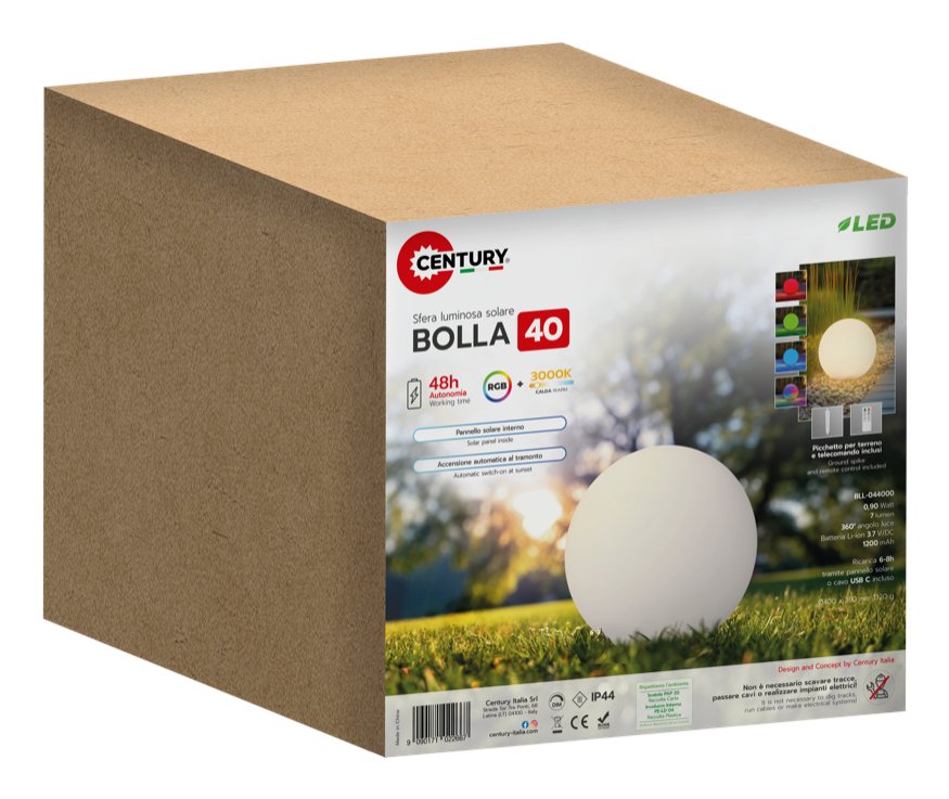 Century Led Solar Lamp Bolla 0,4w Rgb Dimm. Ip44 Small