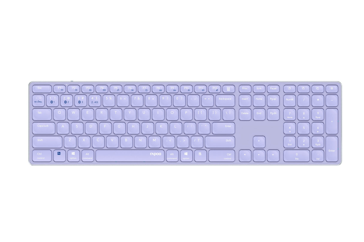 Teclado Rapoo Wireless Y Bluetooth E9800m 2.4ghz Bt 3.0 5.0 Diseã±O Ultrafino Bateria Lilabase Aluminio Multi Mode