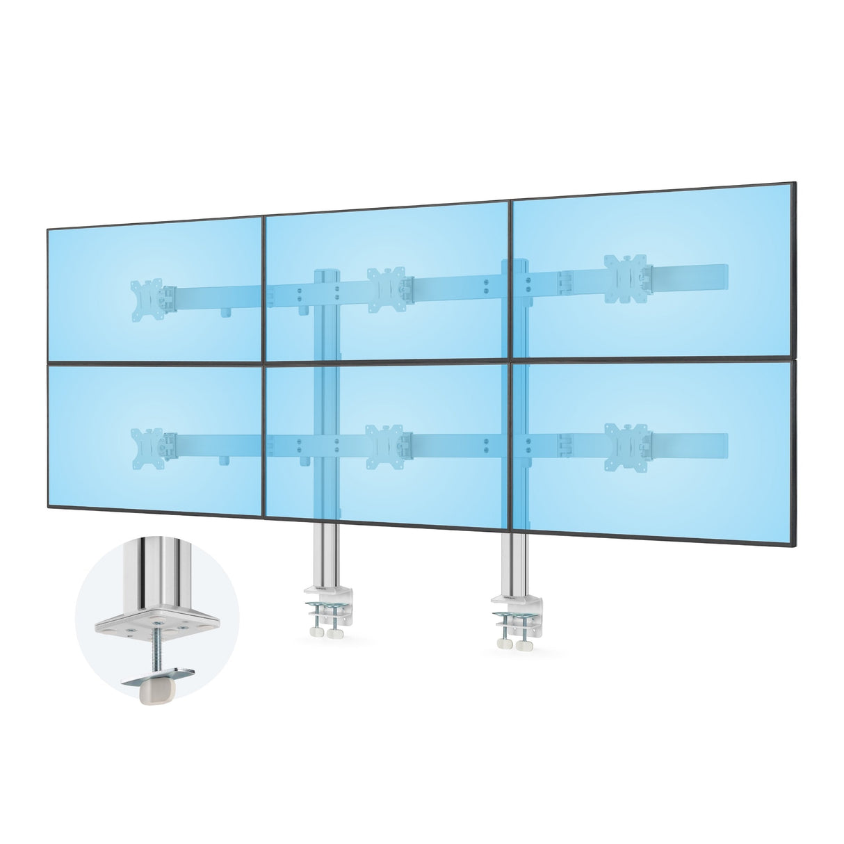 Startech.Com Six-Monitor Desk Mount W Crossbar, Up To 32 In Screens 17.6lb - Befestigungskit - Für 6 Lcd-Displays - Säule, Dual