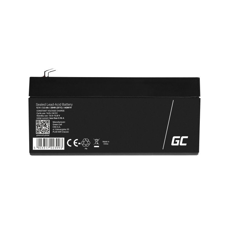 EAN 5903317223993 - Green Cell AGM19 batería para sistema ups Sealed Lead Acid (VRLA) 12 V 3,3 Ah imagen 1