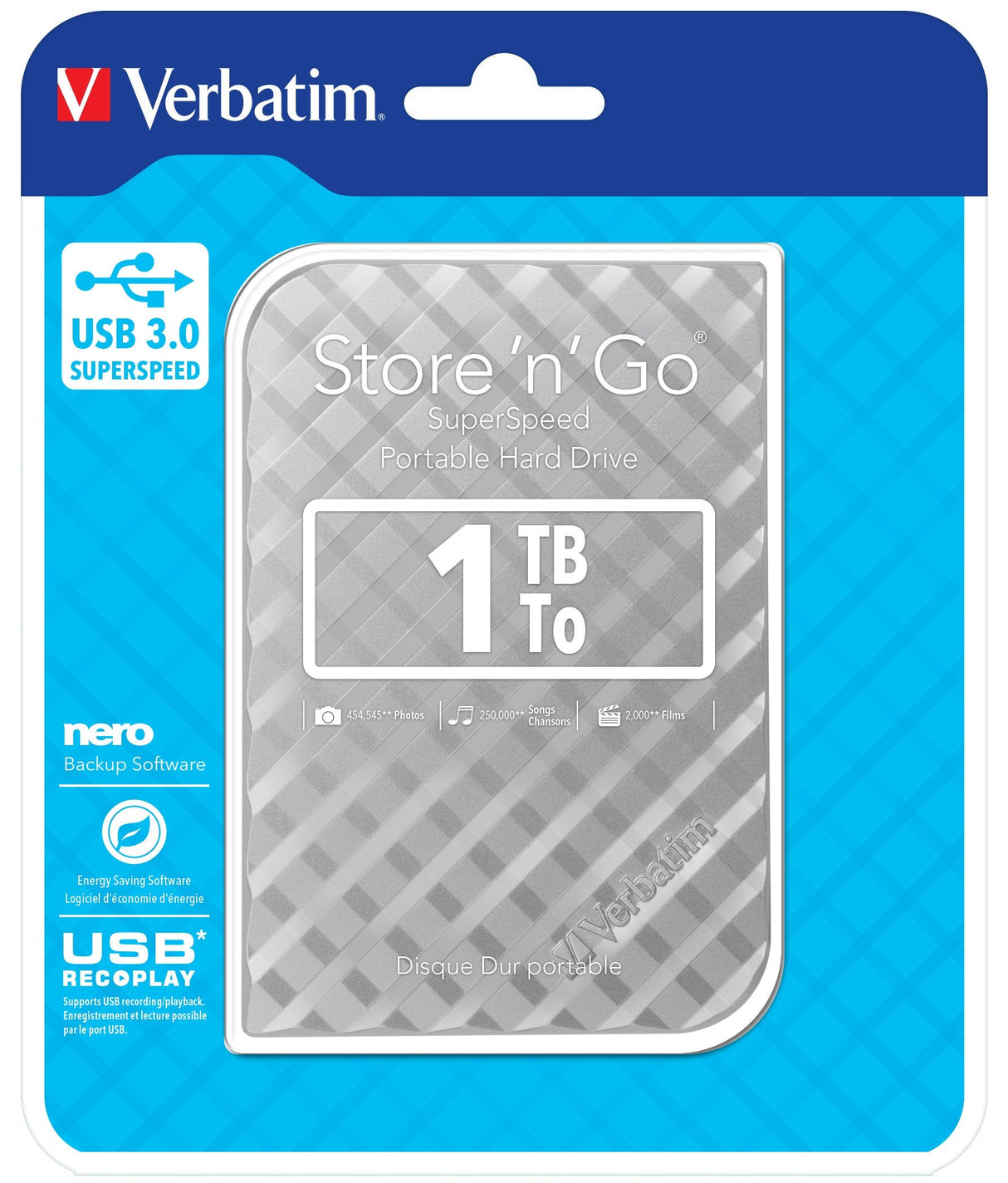 Disco Externo Hdd Verbatim Store N Go Usb 3.0 De 1tb 5400 Rpm Plata