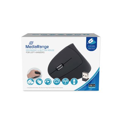 Mediarange Ratón Inalámbrico Vertical Izquierdo, Negro