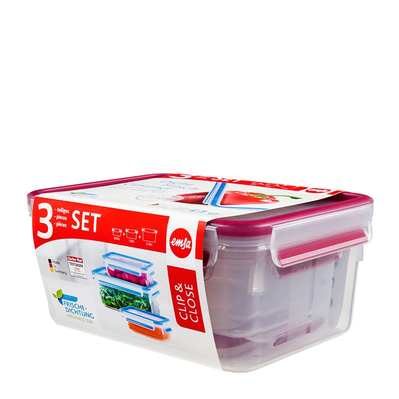 EAN 4009049303369 - EMSA 508566 recipiente de almacenar comida Rectangular Establecer Transparente 3 pieza(s) imagen 2