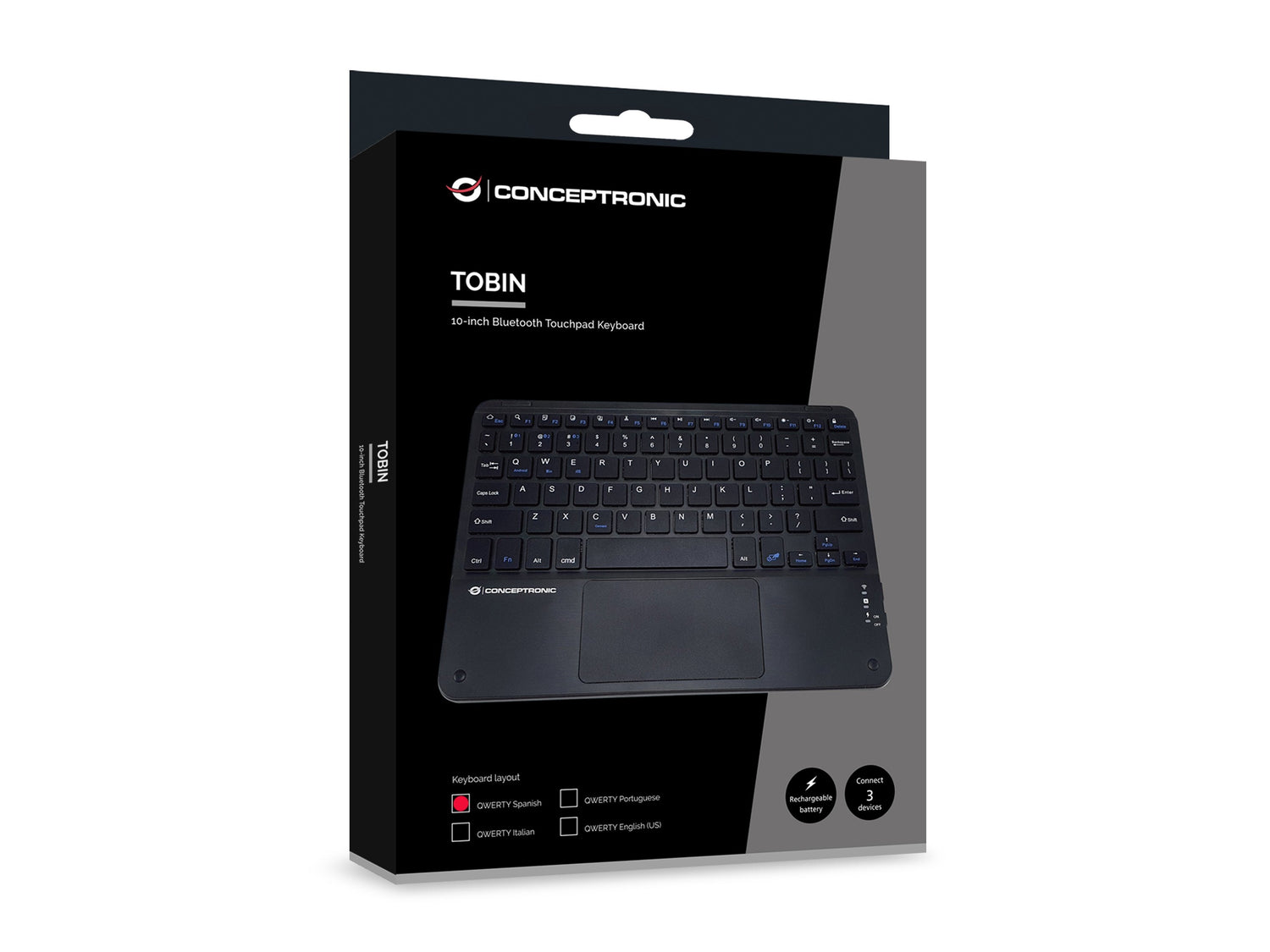 Conceptronic Wireless Teclado, Layout Spanisch 10" Negro