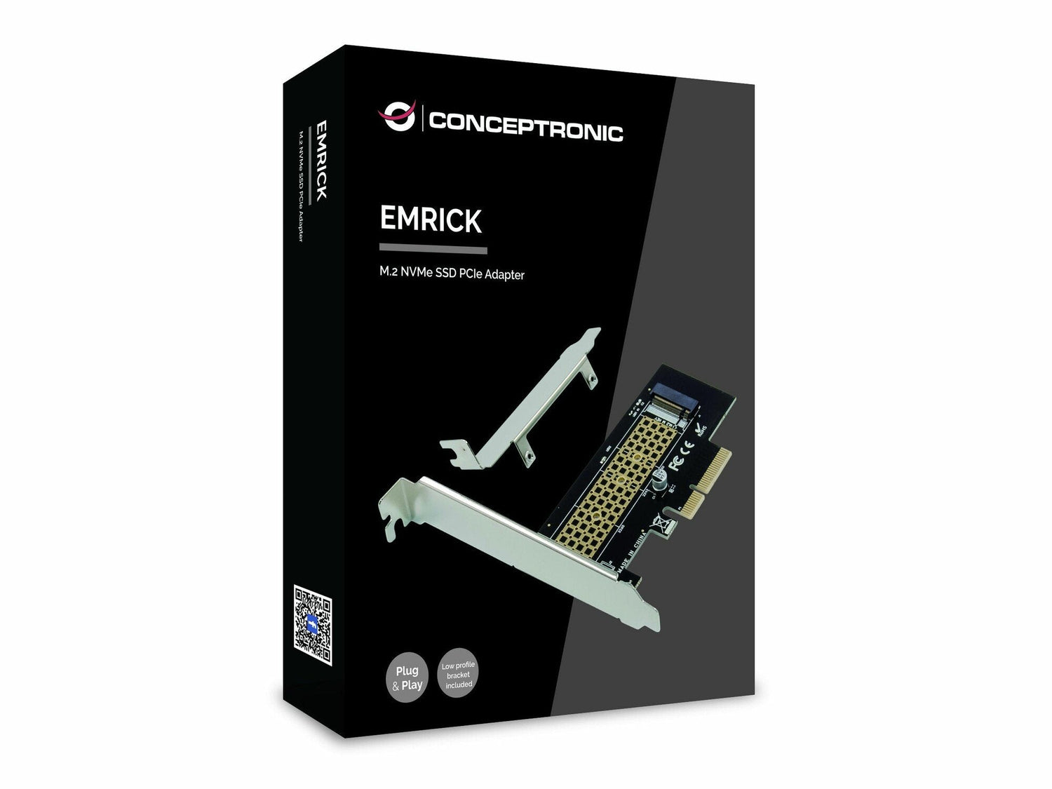 Conceptronic Pci Express Card 4  M.2 Nvme Ssd Emrick Schwarz