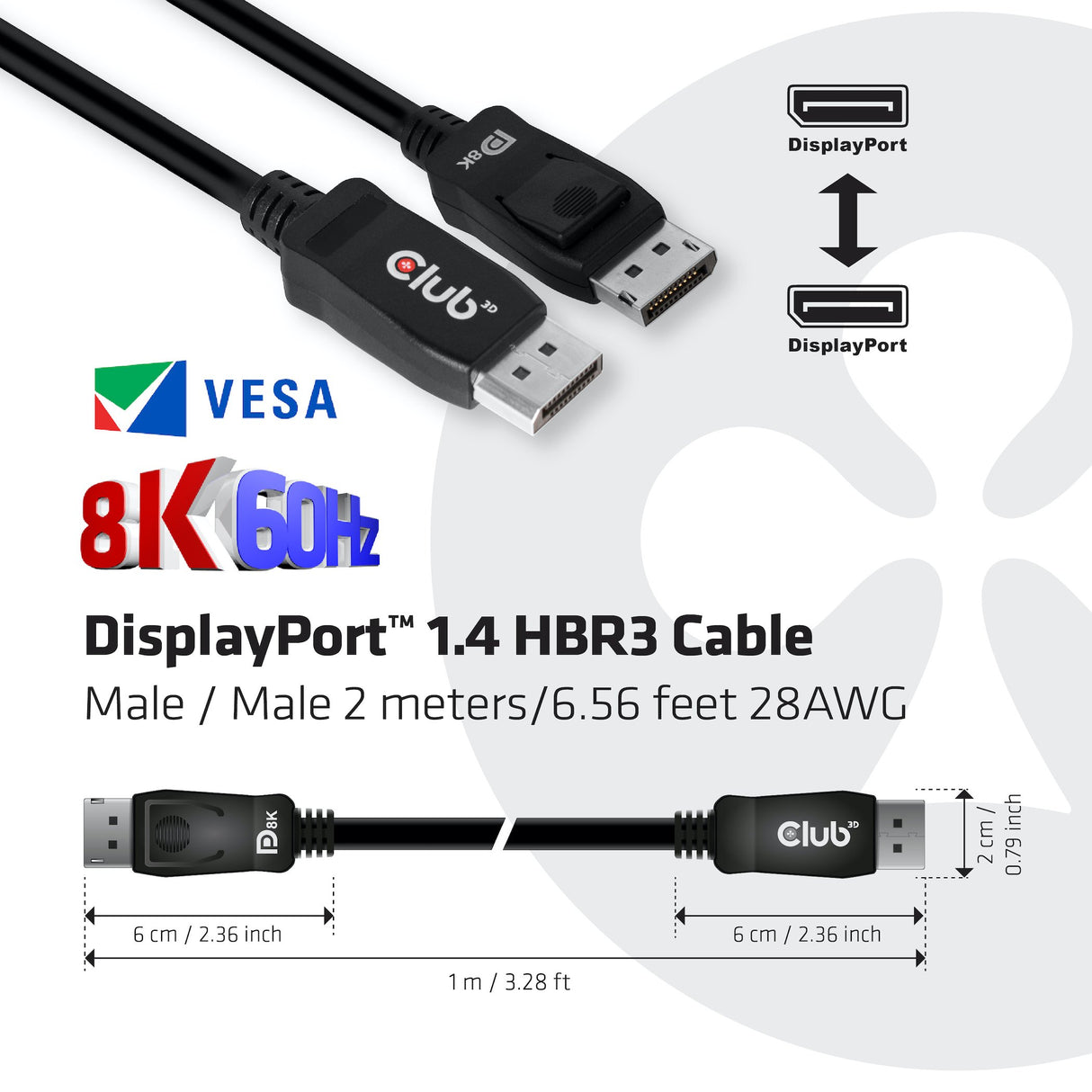 EAN 8719214470821 - CLUB3D CAC-2068 cable DisplayPort 2 m Negro imagen 7