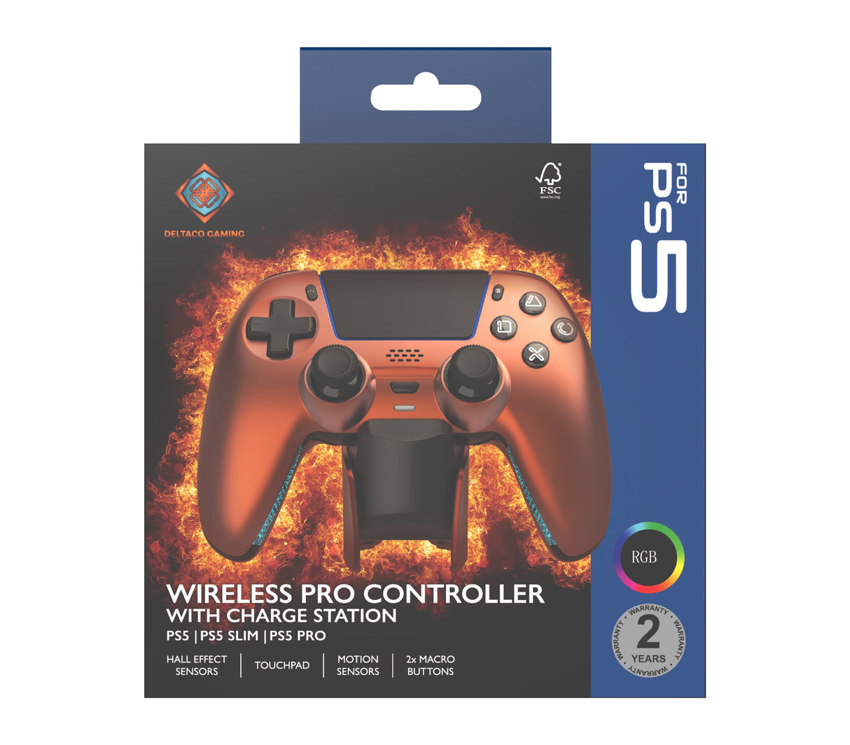 EAN 7333048072481 - Deltaco Gaming GAM-199-ORANGECOPPER mando y volante Naranja, Bronce Bluetooth/USB Gamepad PlayStation 5, imagen 6