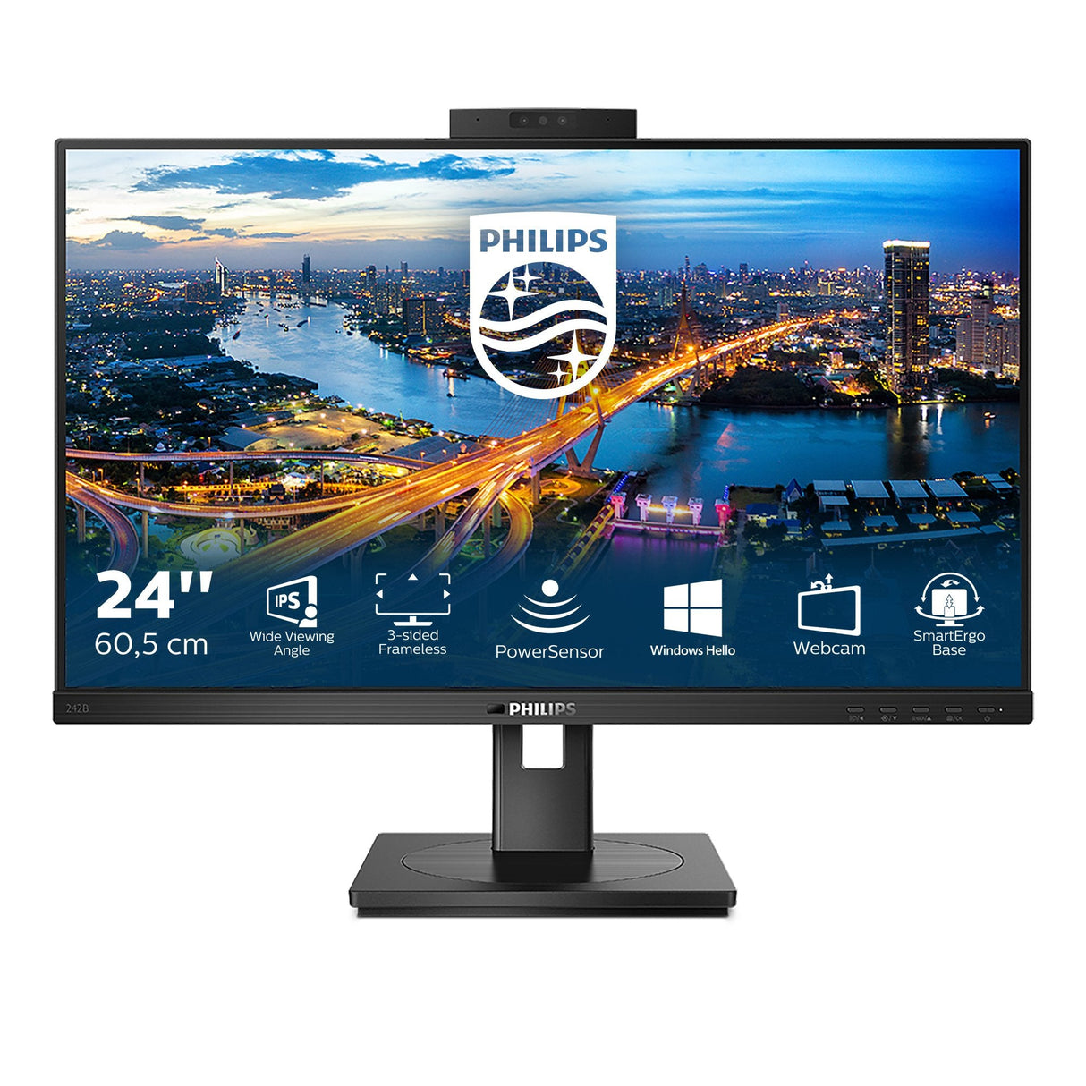 Monitor Profesional Philips 242b1h 23.8' Full Hd Webcam Multimedia Negro