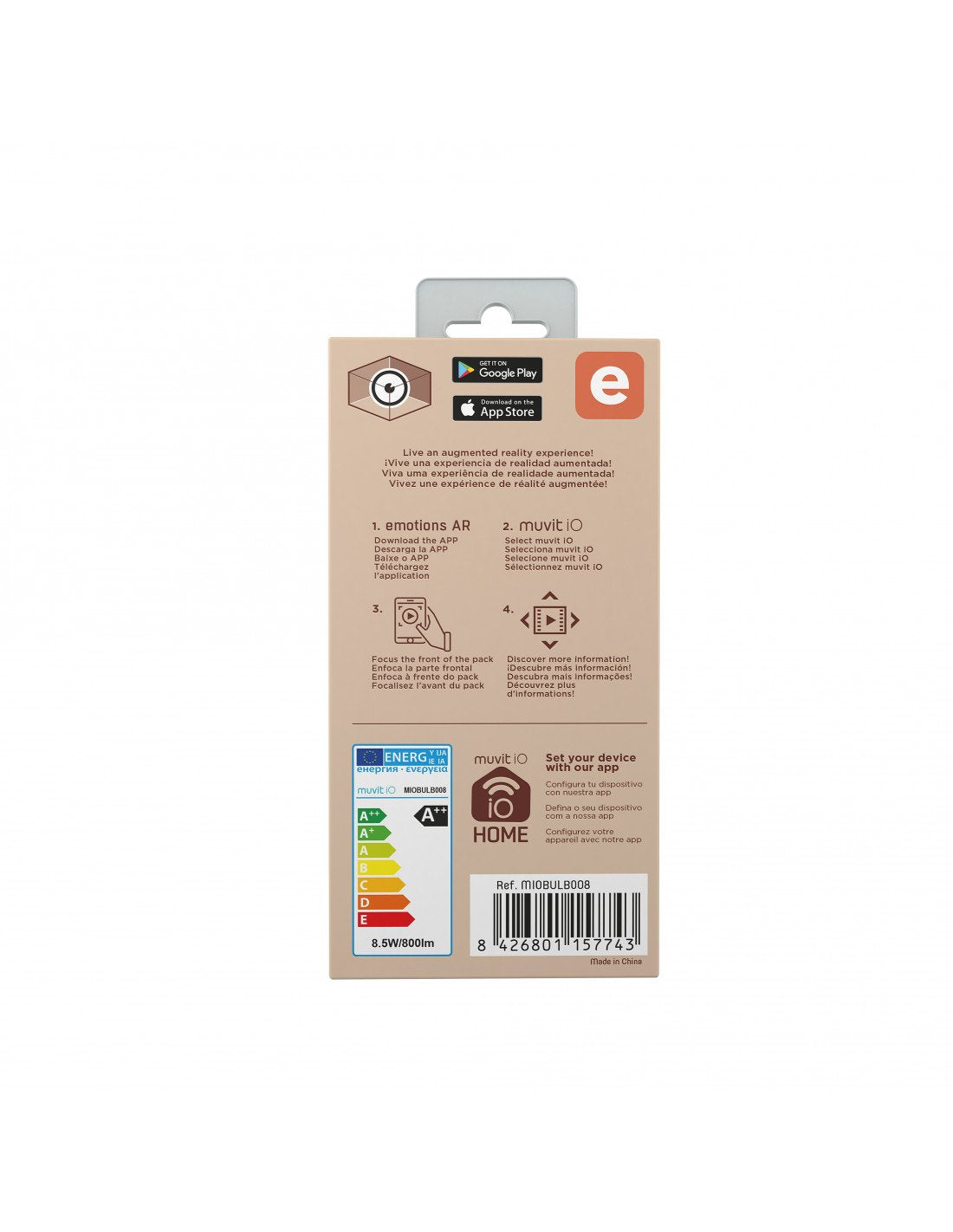 Muvit Io Bombilla Inteligente A60 E27/8,5w/800lm Rgb+Blancosd60*H110