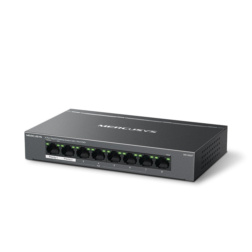 EAN 6957939001209 - Mercusys MS108GP switch Gestionado Gigabit Ethernet (10/100/1000) Energía sobre Ethernet (PoE) Negro imagen 2