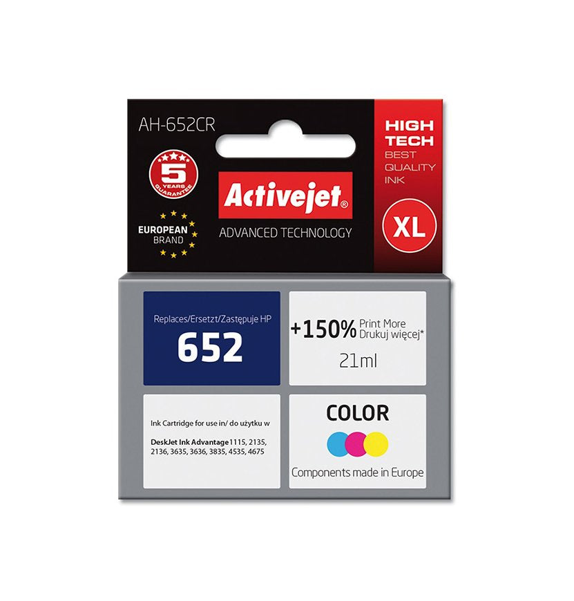 EAN 5901443103004 - Activejet AH-652CR cartucho de tinta 1 pieza(s) Compatible Alto rendimiento (XL) Cian, Magenta, Amarillo imagen 1