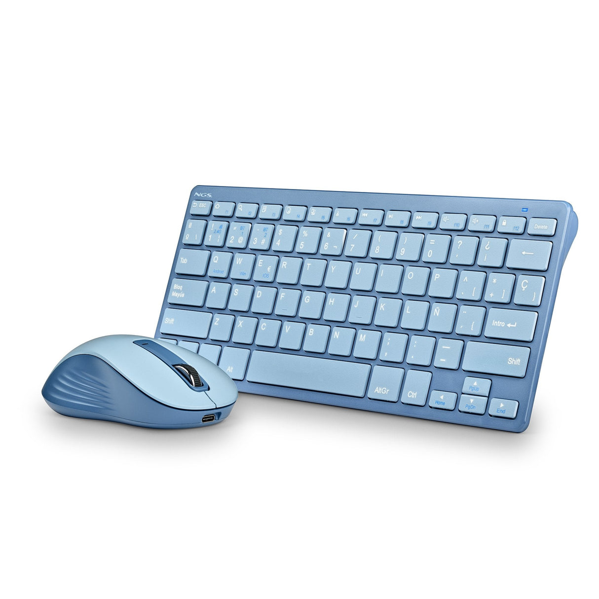 Pack 2en1 (Teclado/Ratón) Inalámbrico Bluetooth Ngs Fantasy (Azul)