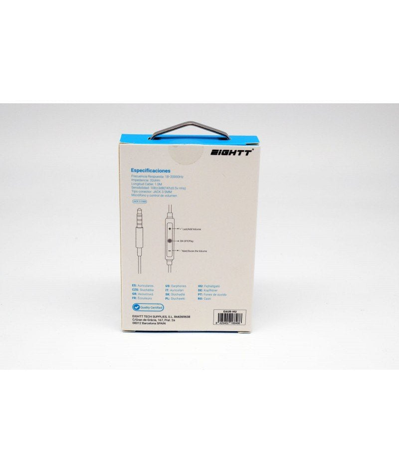 Eightt Auriculares Eaur-Hu Con Micrófono Hu Y Control De Volumen