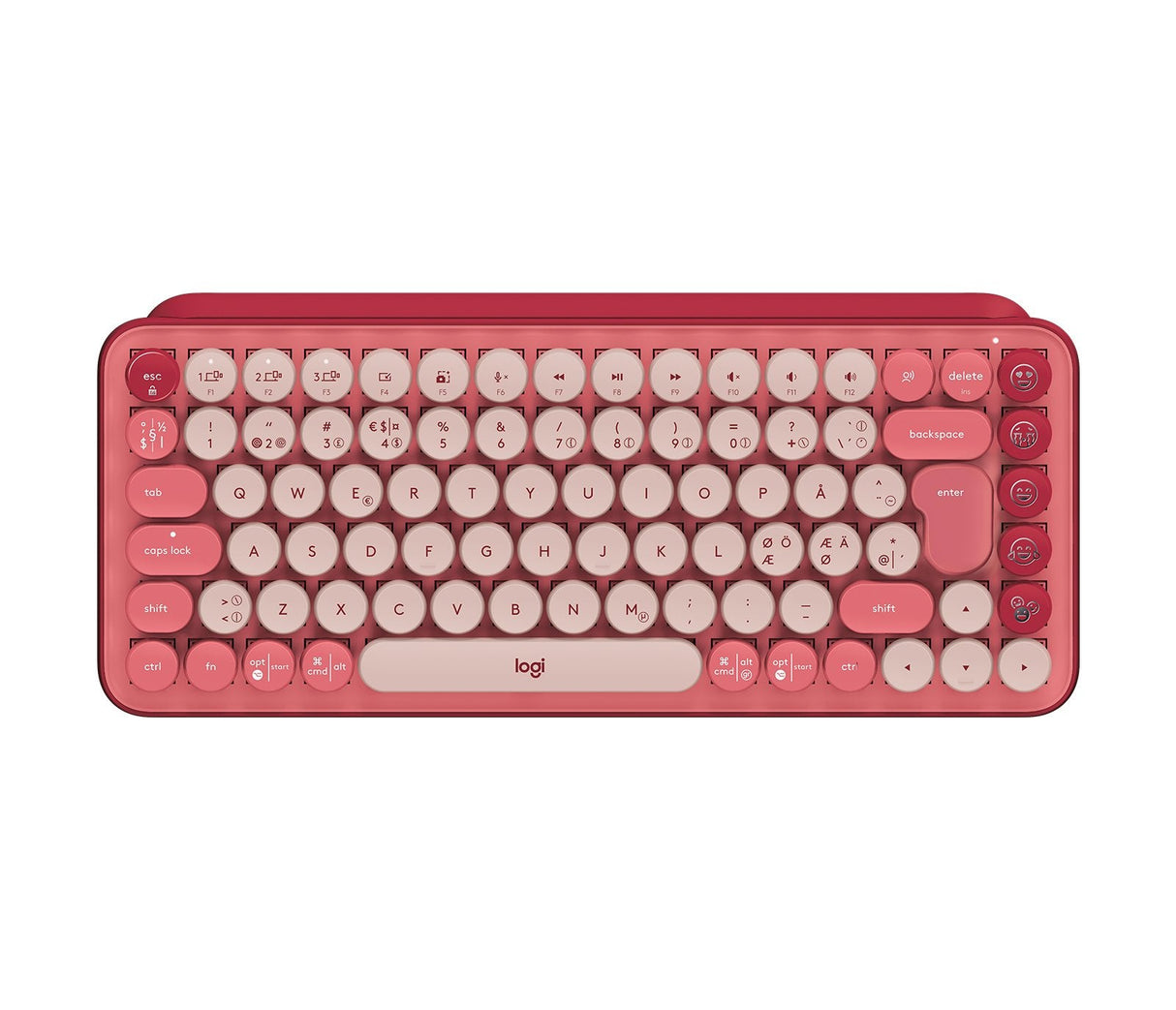 Teclado Nórdico Logitech Pop Keys Wireless Mechanical Keyboard With Emoji Keys Rf Wireless + Bluetooth Qwerty Borgoña, Rosa, Rosa