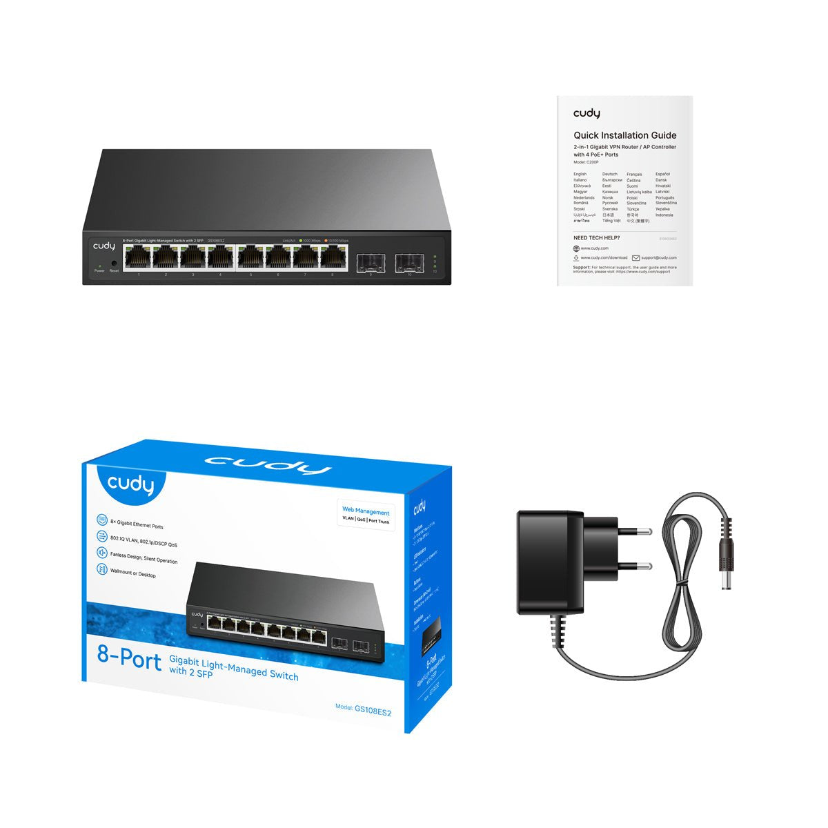 Cudy Switch Gs108es2 - 8 Ports - 8x Ge (10/100/1000) - 2x Sfp