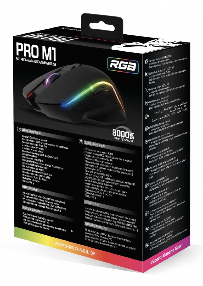EAN 3700104455078 - Spirit of Gamer PRO-M1 ratón Juego mano derecha Óptico 8000 DPI imagen 8
