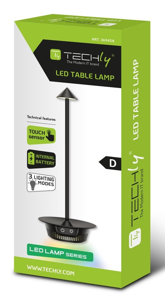 Techly I-Lamp-Table3 Lámpara Led Inalámbrica Con Base Táctil Regulable Rgb