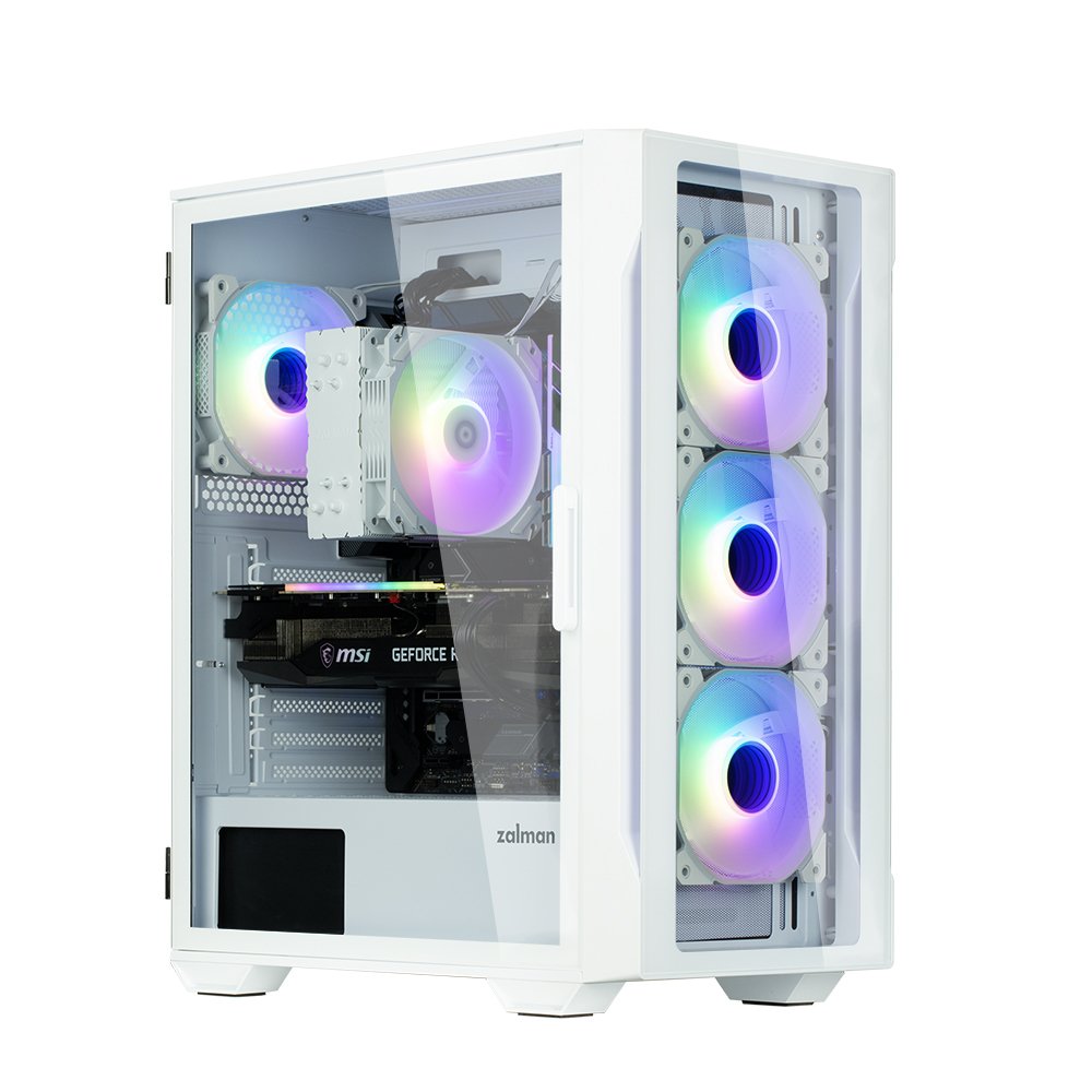 Caja Pc Zalman I3 Neo Tg Mid Tower White Rgb Fan X4