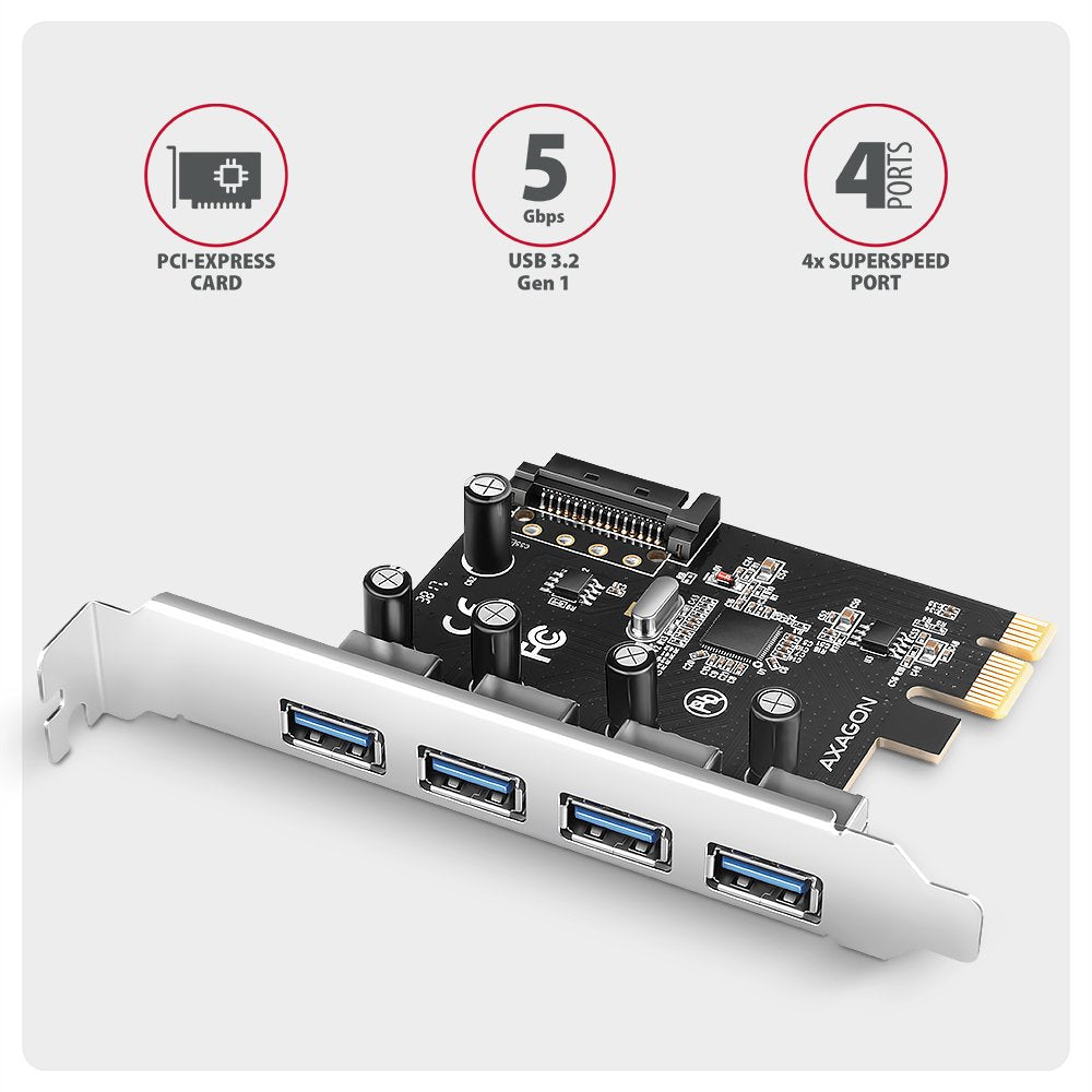 Pceu-430rs Kontroler Pcie 4x Port Usb 3.2 Gen 1, Uasp, Chipset Renesas, 15-Pin Sata Cargador