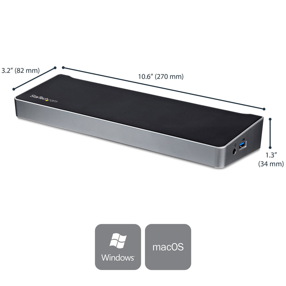 Startech Dock Usb-C Para Tres Monitores 4k Con 5 Puertos Usb 3.0