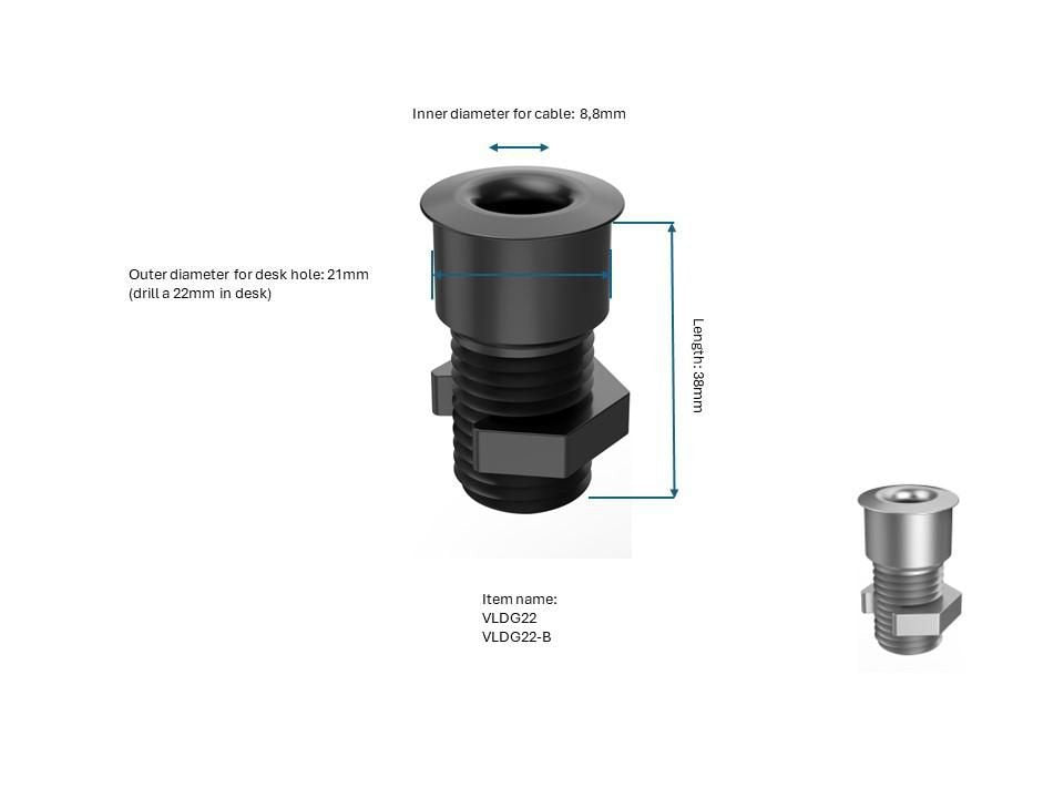 Cable Through Desk Solution - Aluminum - Warranty: 36m