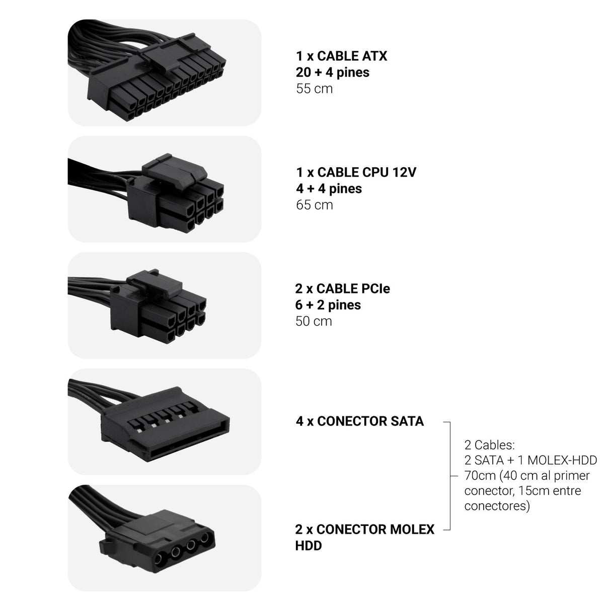 EAN 8436556143014 - CoolBox Powerline III 650 unidad de fuente de alimentación 20+4 pin ATX Negro imagen 3